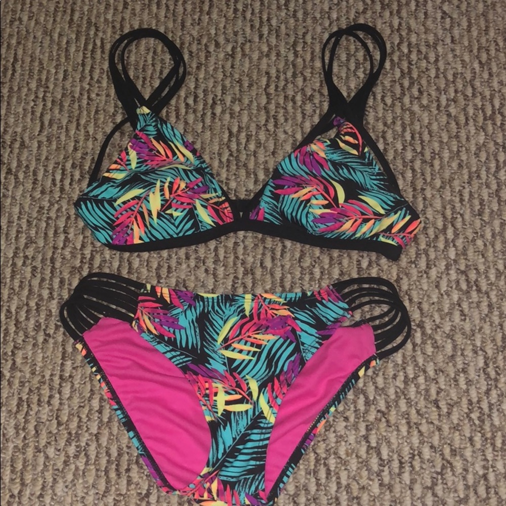 Neon jungle bikini top